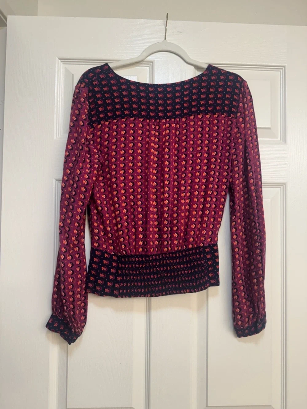 Anthropologie Maeve Lisa Puff Sleeve Faux Wrap Blouse - Picture 10 of 16